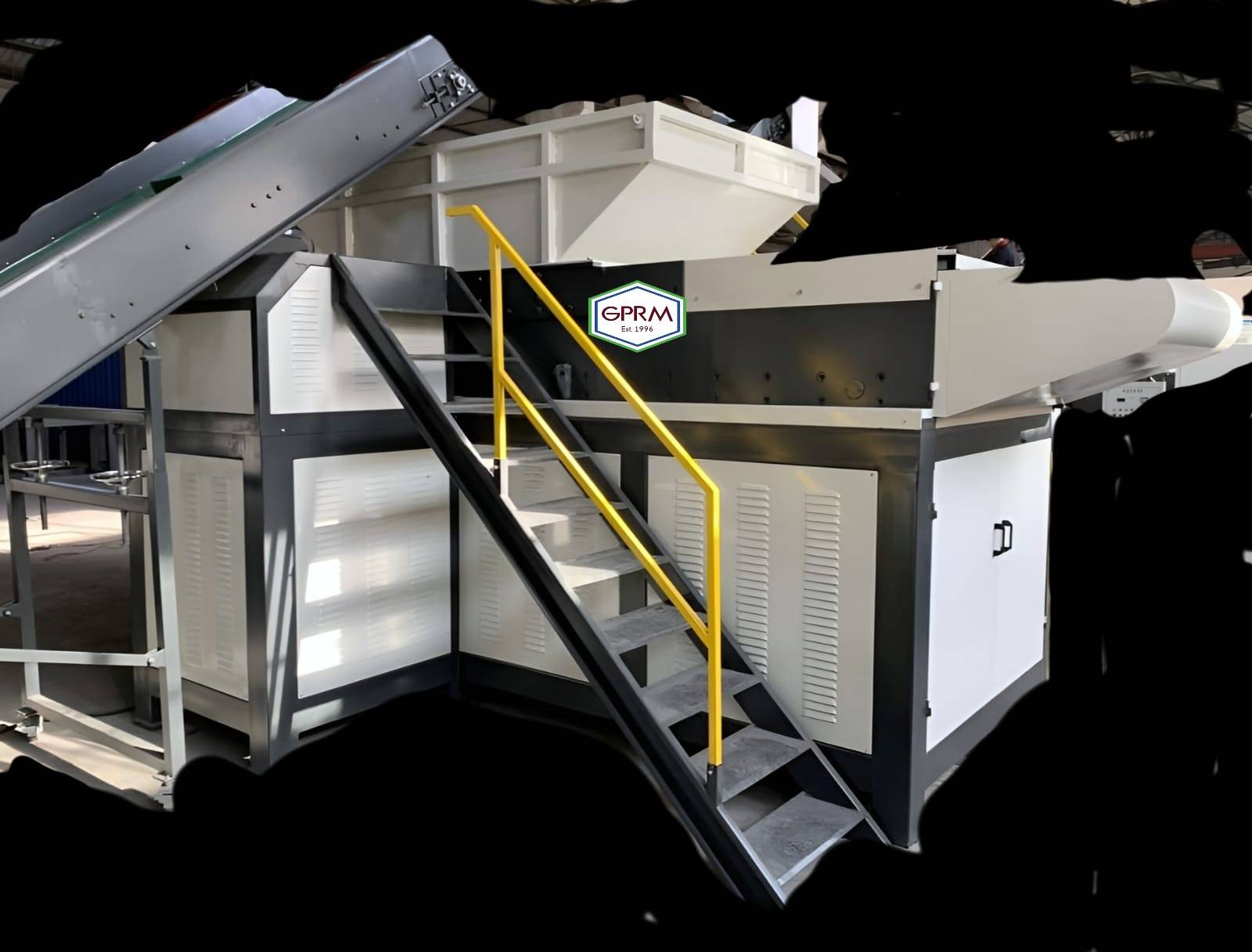 Conveyor leading into a hopper