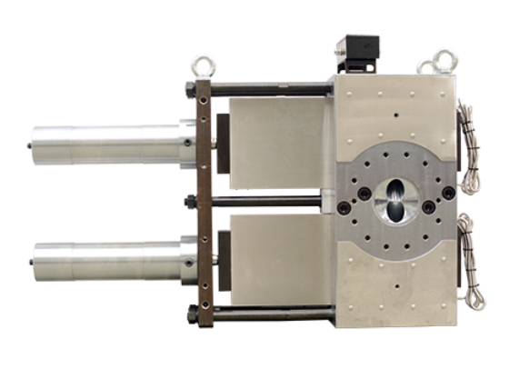 Double barrel screen changer for continuous operating